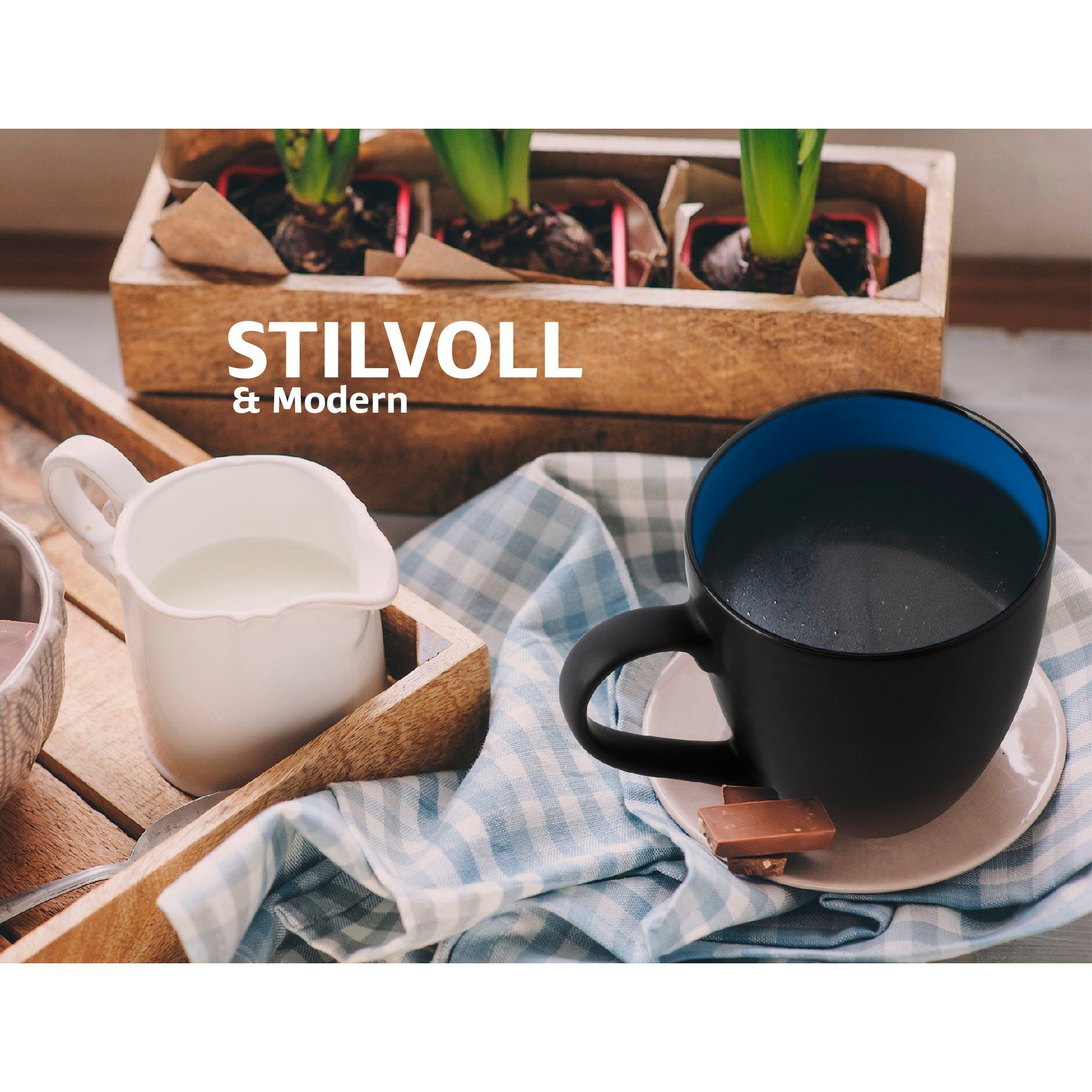 MiaMio Tafelservice Tafelservice 30tlg Geschirrset 6 Personen Kombiservice Keramik - Blau (30-tlg), 6 Personen, Keramik