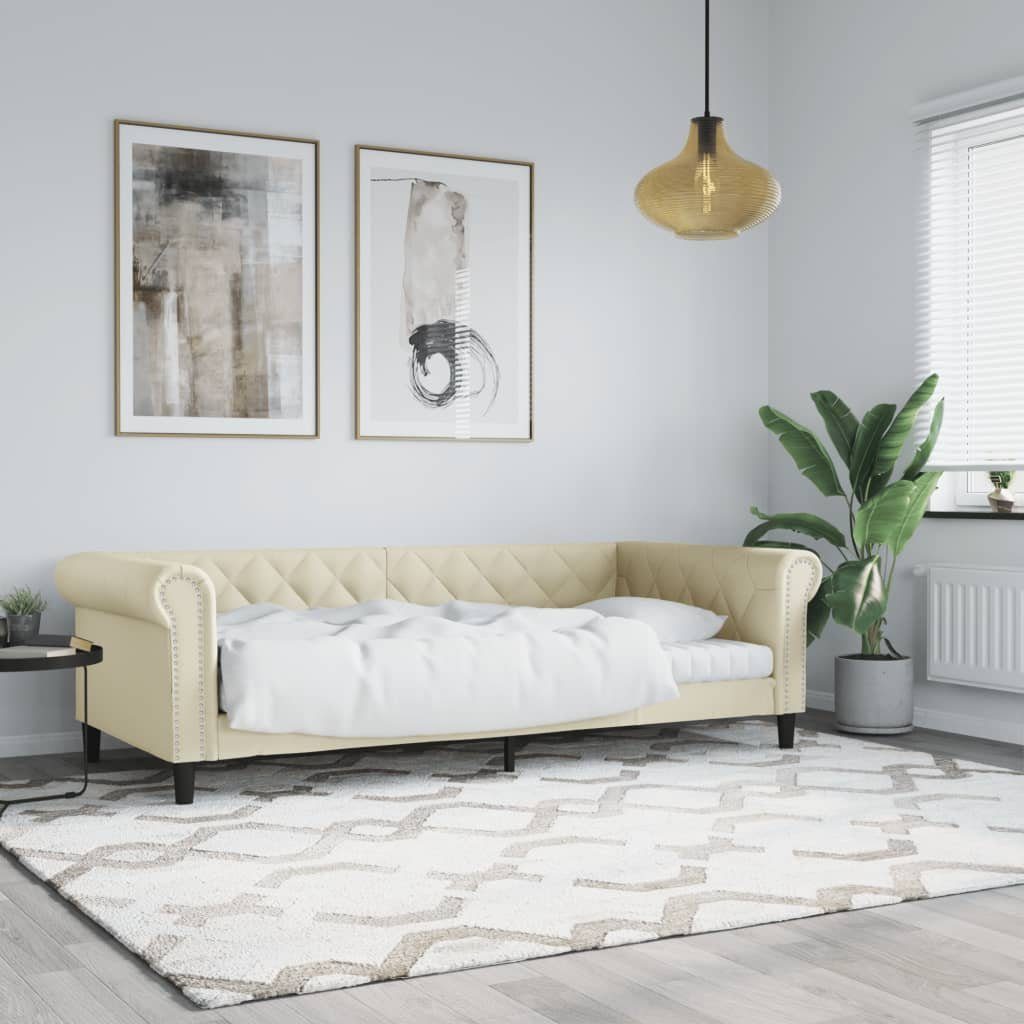 vidaXL Bett Tagesbett Creme 80x200 cm Kunstleder