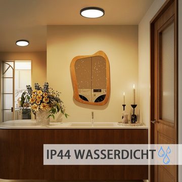 Nettlife LED Panel Schwarz Deckenlampe Flach Klein Deckenbeleuchtung, IP44 Wasserdicht, LED fest integriert, Warmweiß, für Schlafzimmer Badezimmer Küche Flur, 8W, 17 * 17 * 2.5 CM