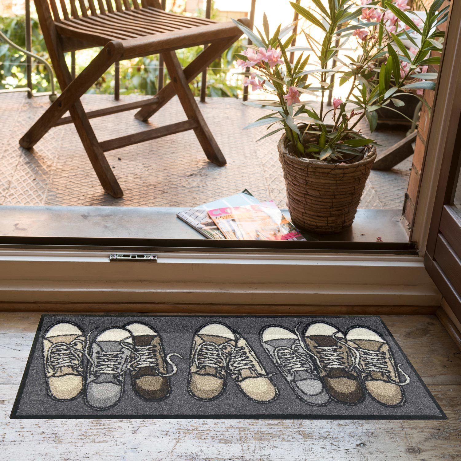 Salonloewe Fußmatte Fußabtreter klein 30x75 Sneakers grau, Läufer Mini, Höh günstig online kaufen