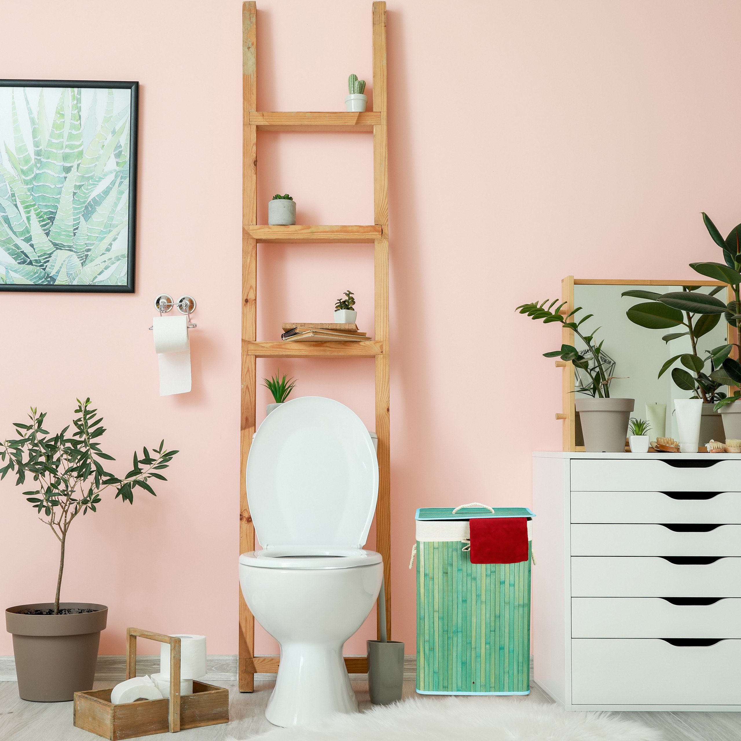 relaxdays Wäschekorb 2 x Wäschekorb Bambus günstig online kaufen
