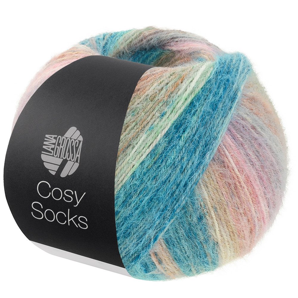 LANA GROSSA Meilenweit 100 g COSY SOCKS DREAM Häkelwolle, 400 m (Flauschige Sockenwolle mit Merinowolle mit besonderem Druckeffekt, 100 g Knäuel Sockenwolle), 100 g