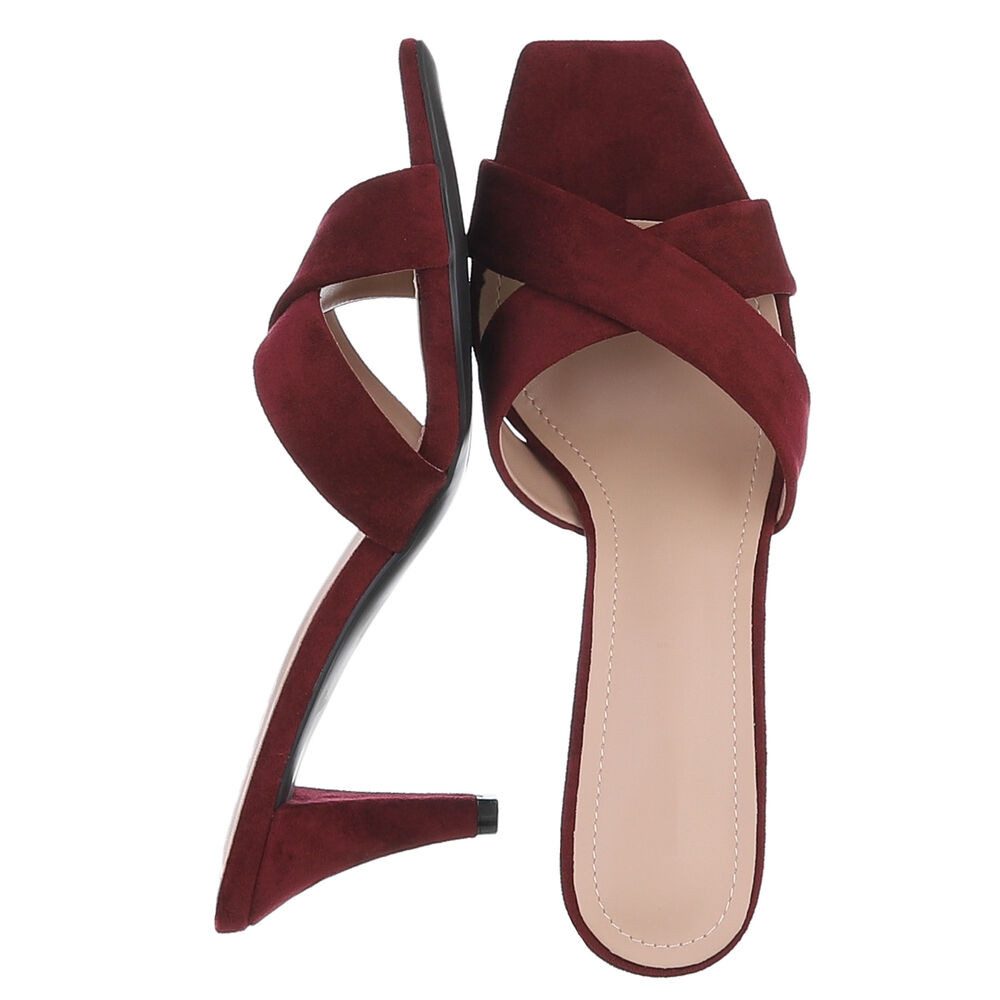 Ital-Design Damen Mules Pumps mit Stilettoabsatz und Riemen Pantolette (91895818) Pfennig-/Stilettoabsatz Sandalen & Sandaletten in Weinrot