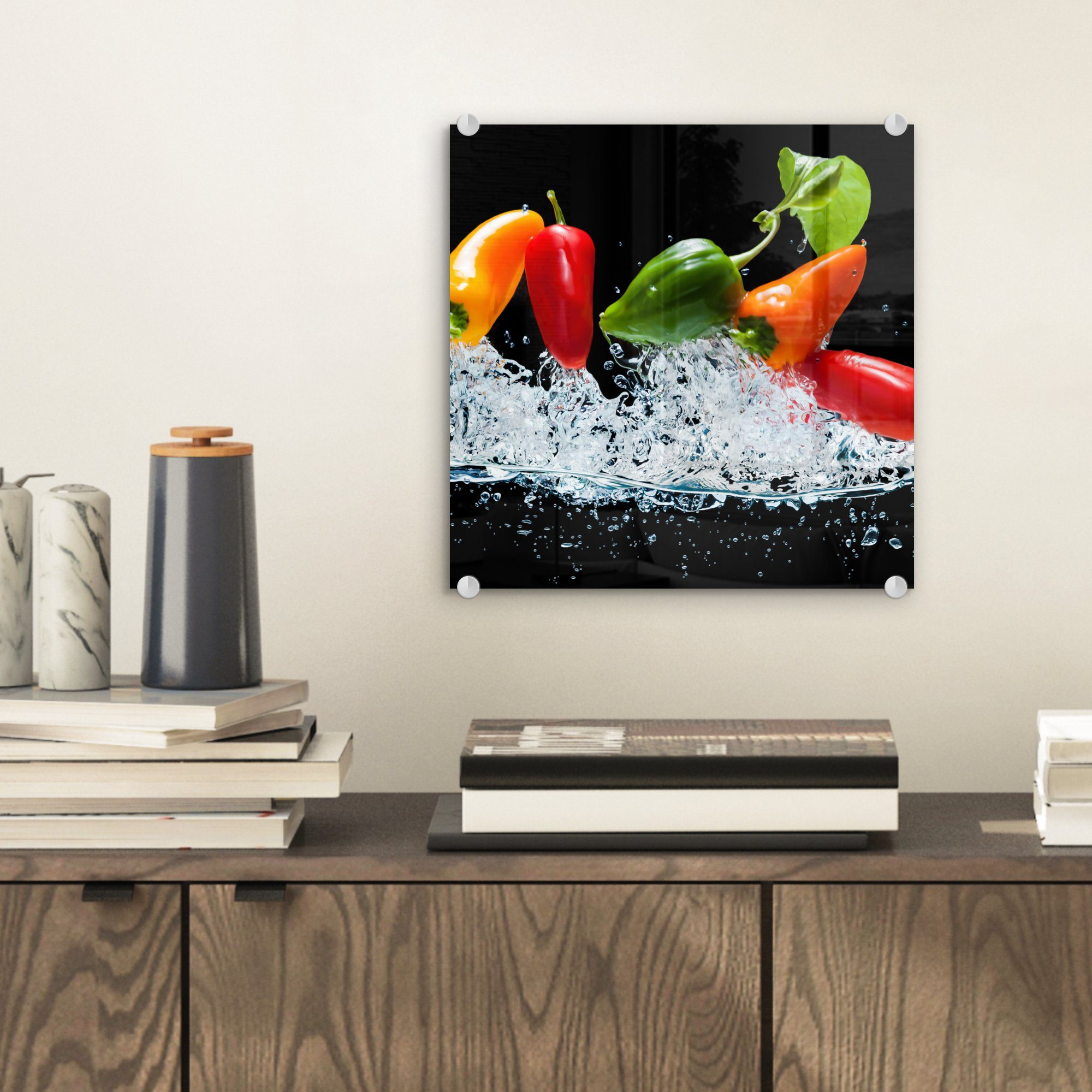 MuchoWow Acrylglasbild Paprika - Schwarz - günstig online kaufen