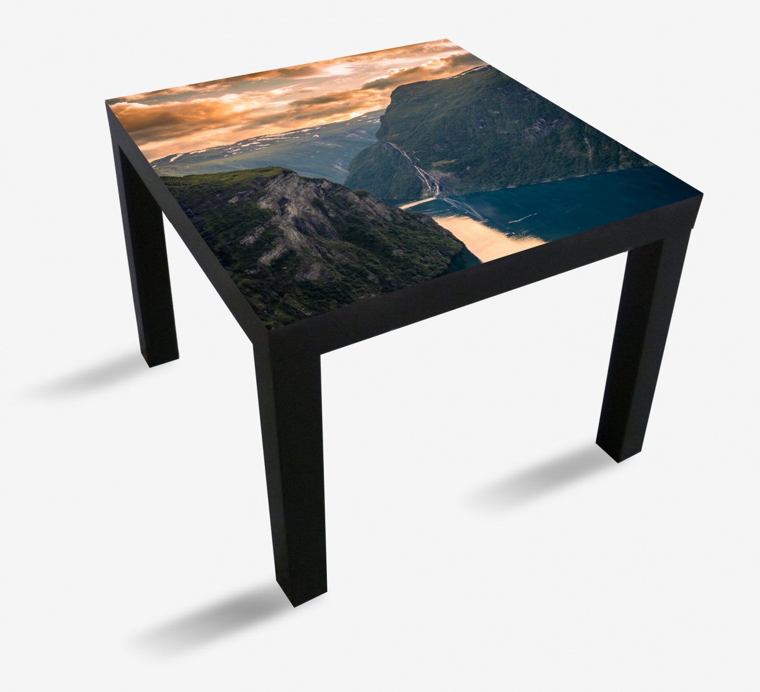Wallario Tischplatte Fjord bei Sonnenuntergang (1 St), für Ikea Lack Tisch geeignet