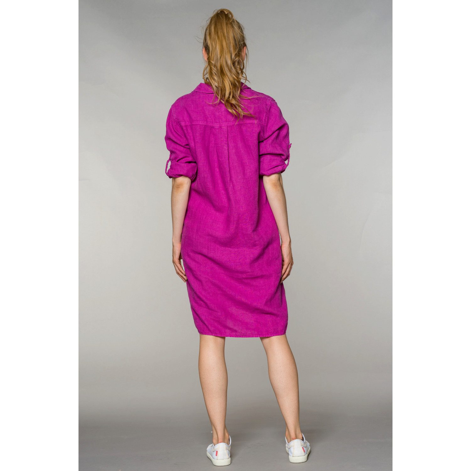 Feuervogl Hemdblusenkleid fv-Kl:eo, Tunika, adjustable sleeve, Pure Linen, Damen Kleid