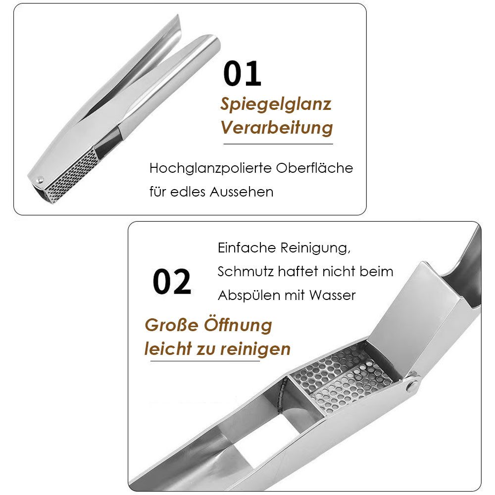 AFKSMILE Knoblauchpresse Edelstahl Quetscher Manuell,garlic press,für Knoblauch & Ingwer, Ohne Schälen, Ergonomische Griffe, Leicht zu reinigen, 5cm Presskammer – Bild 3 von 5