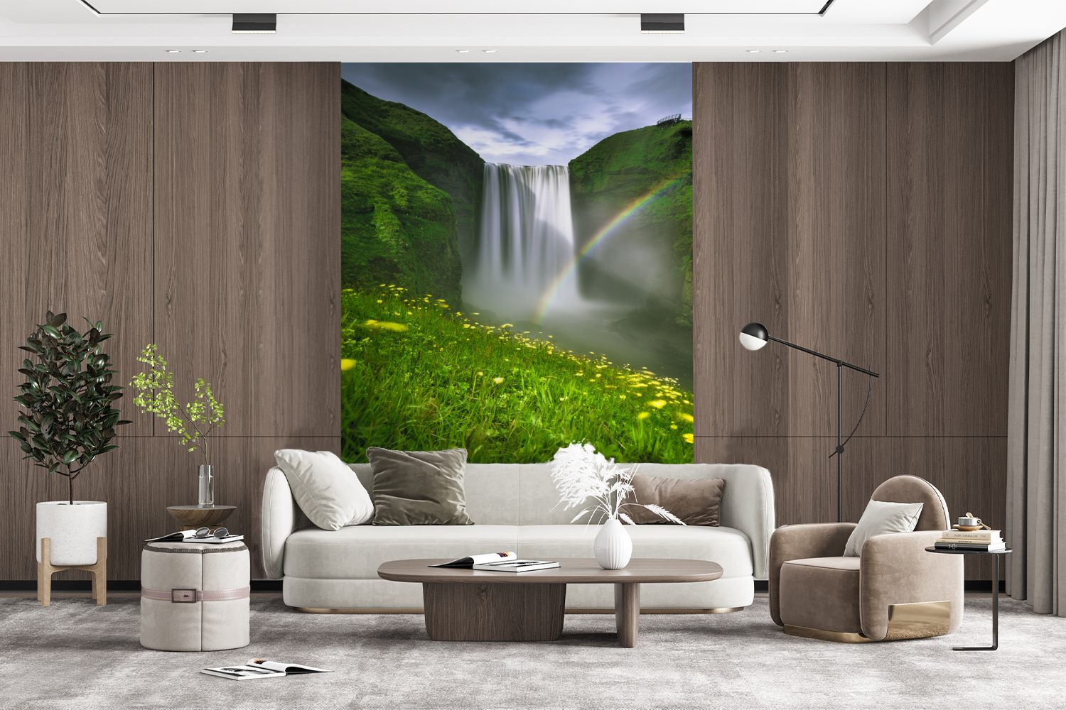 St), (3 - bedruckt, Wandtapete Fototapete Tapete - Regenbogen Wohnzimmer, Matt, Natur, Montagefertig MuchoWow Vinyl Wasserfall für