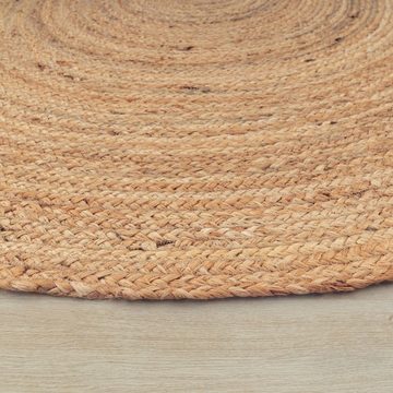 Teppich Wohnzimmer Teppich Jute Rund Modern Boho, TT Home, rund, Höhe: 13 mm