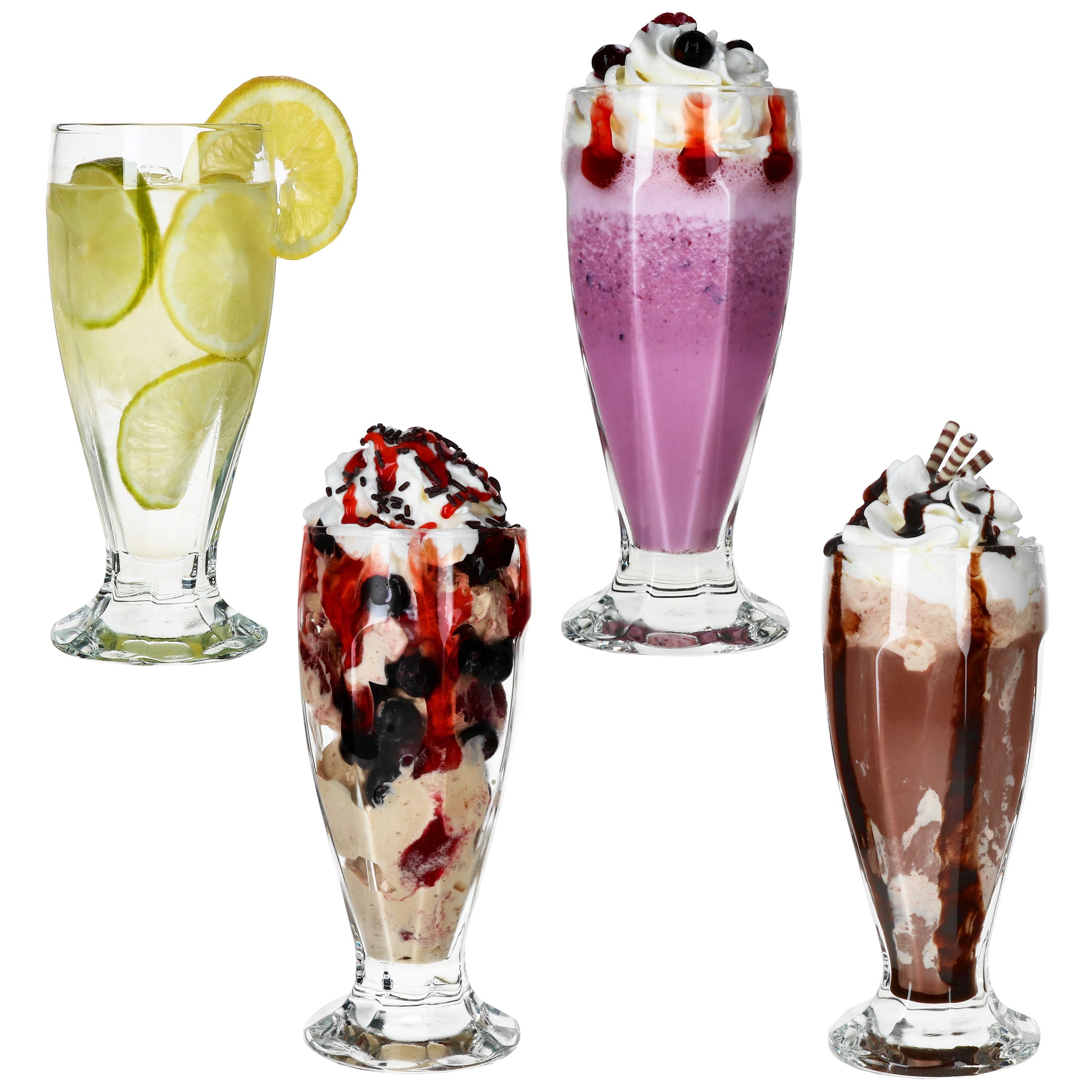 MamboCat Eisschale 12x LONDON Eisbecher mit Fuß 350ml klar hohe Eiskaffeebecher Shake, Glas – Bild 5 von 5