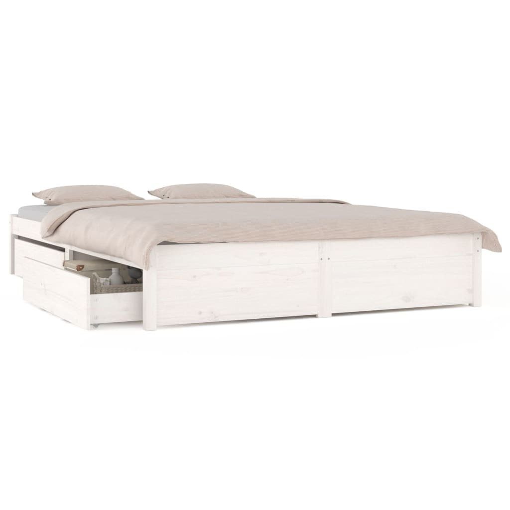 vidaXL Bett Bett mit Schubladen Weiß 160x200 cm