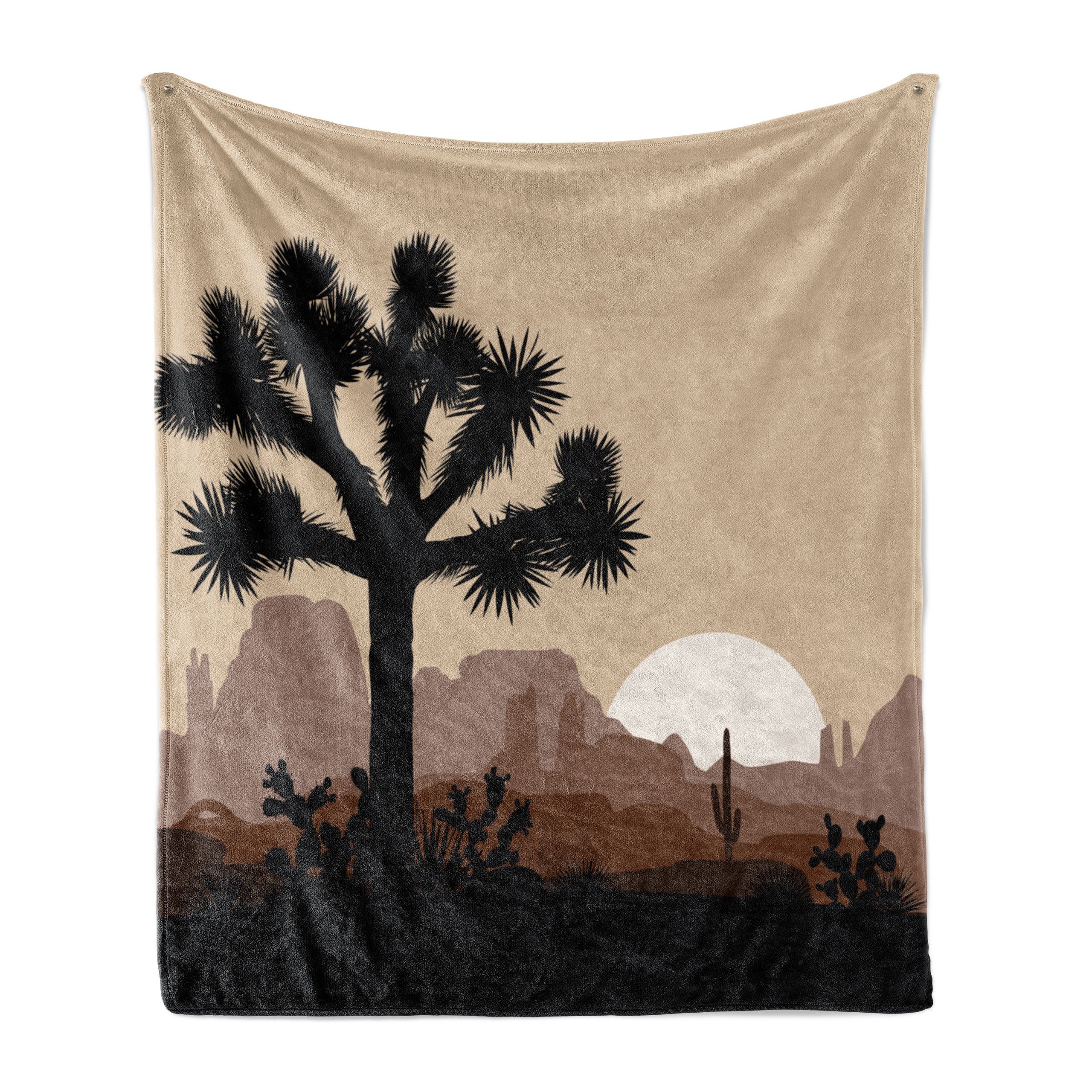 Wohndecke Gemütlicher Plüsch für den Innen- und Außenbereich, Abakuhaus, Landschaft Joshua Tree Morgen Szene