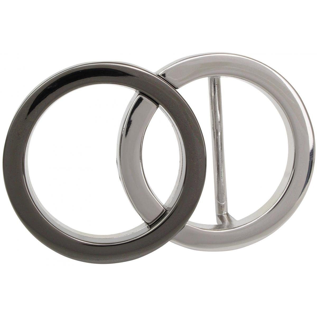 BELTINGER Gürtelschnalle Rings 4,0 Gürtelschließe - bis - Buckle Gürtel 40mm Schwarz Wechselschließe / Silber cm