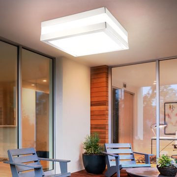 etc-shop Außen-Deckenleuchte, Leuchtmittel inklusive, Warmweiß, LED 14 Watt Decken Beleuchtung Außen Lampe Edelstahl Leuchte Garten-