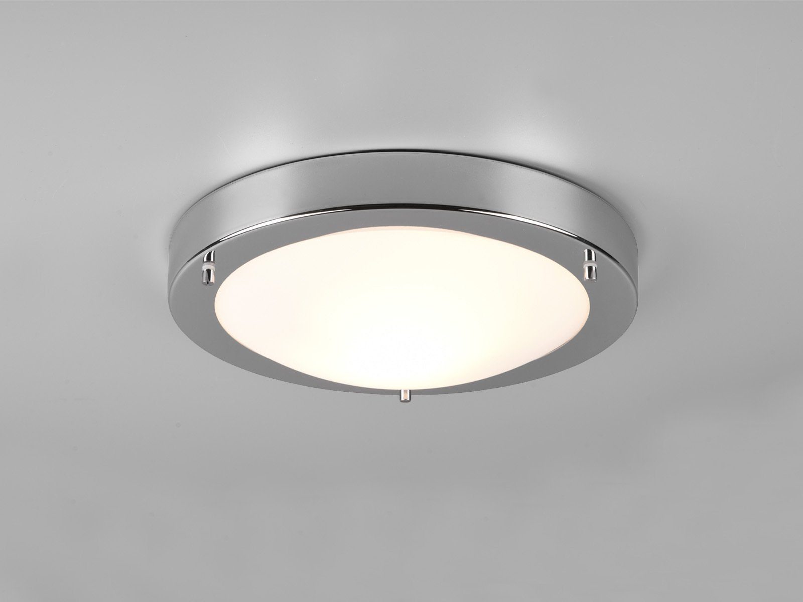 TRIO Leuchten LED Deckenleuchte, LED wechselbar, Warmweiß, Badezimmer-Lampen Decke, Bad-lampe & Gäste WC Chrom Treppenhaus, IP44
