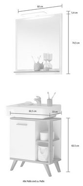 Saphir Badmöbel-Set Quickset 2-teilig, Waschbeckenunterschrank mit LED-Spiegel, (3-St), Waschplatz inkl. Türdämpfer, 60,5 cm breit, 1 Tür, seitliche Ablagen