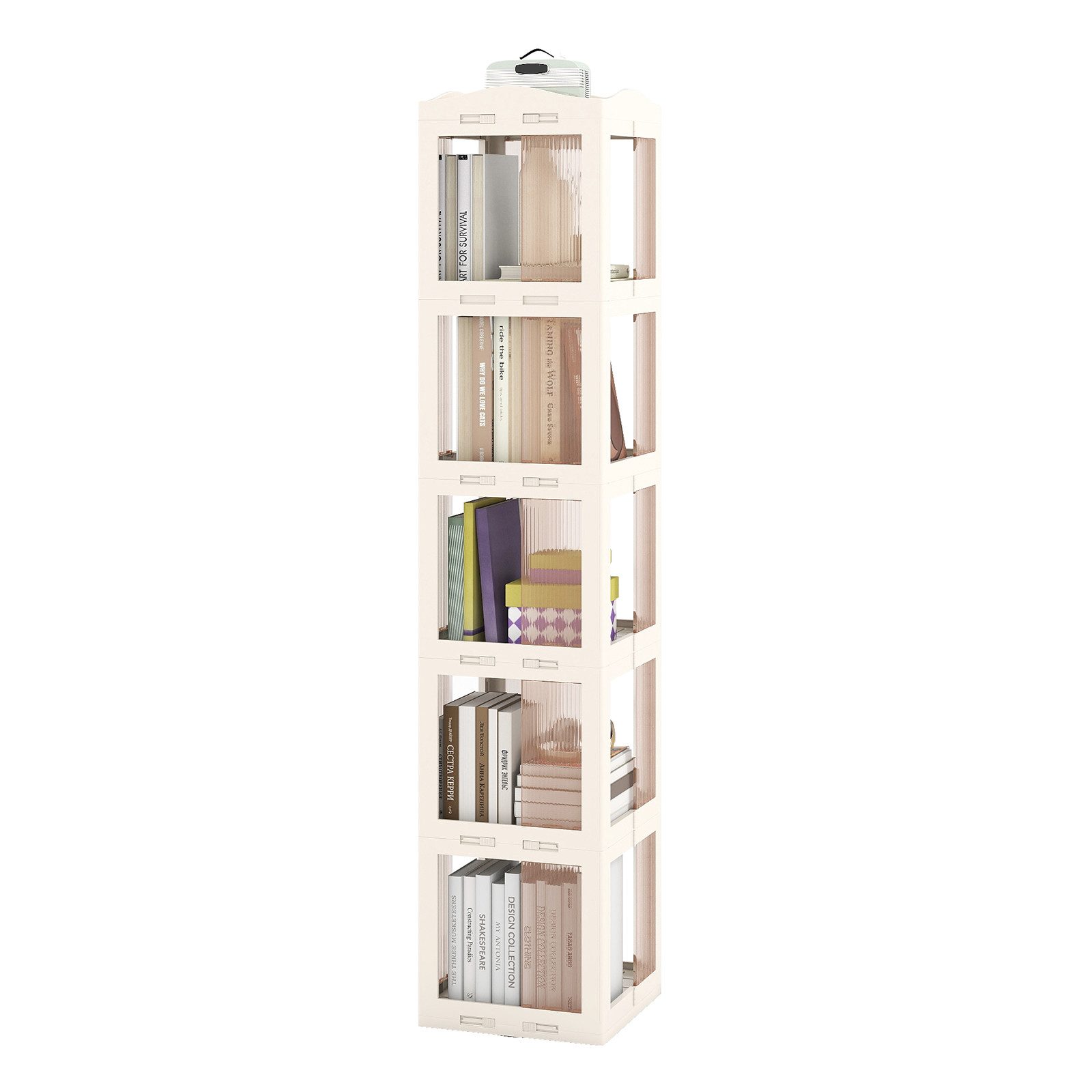 COSTWAY Bücherregal, Klappbares Aufbewahrungsregal, 360° drehbares Standregal