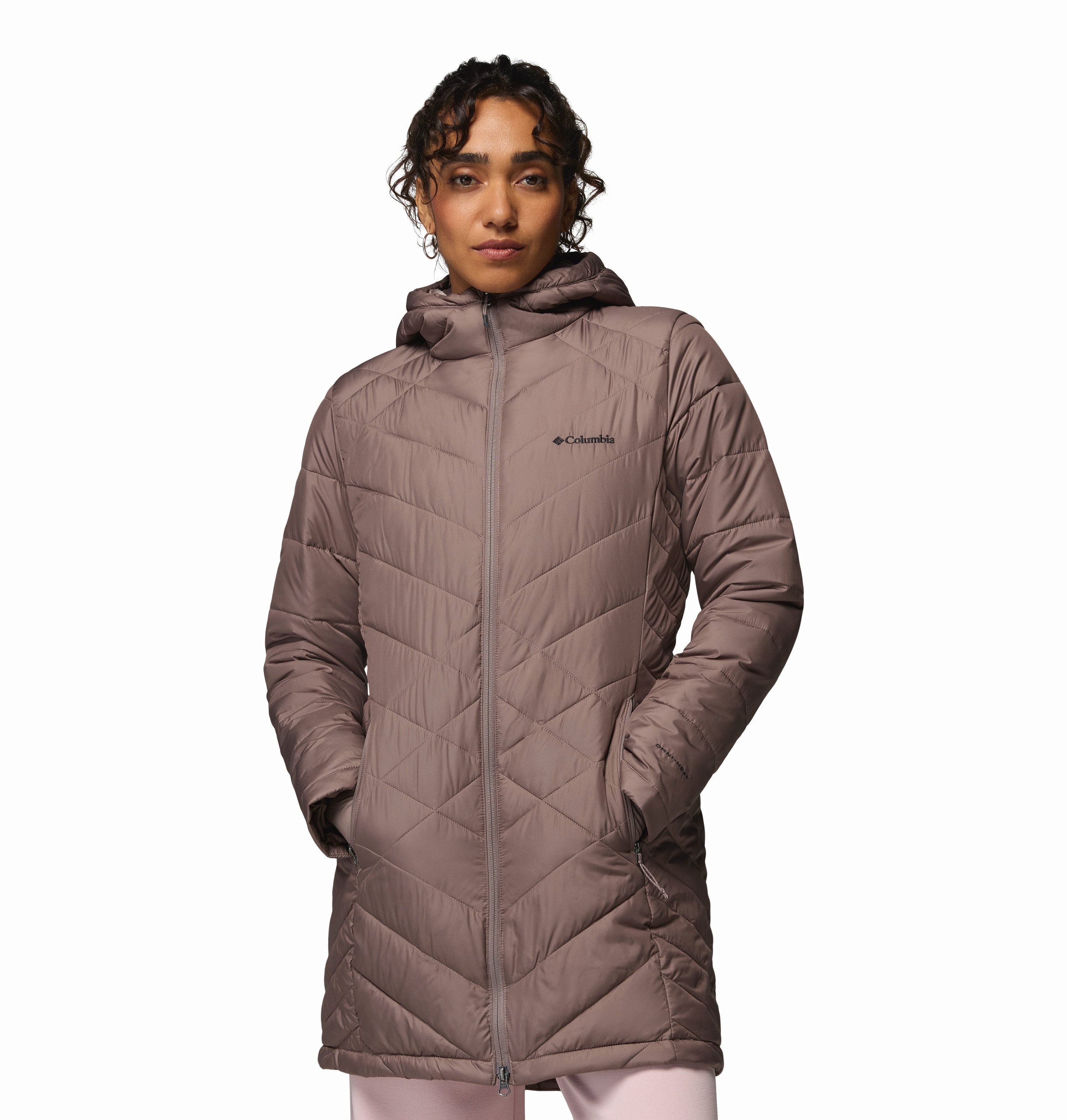 Columbia Steppmantel Heavenly Long Hooded Jacket mit Kapuze und hochschließendem Kragen
