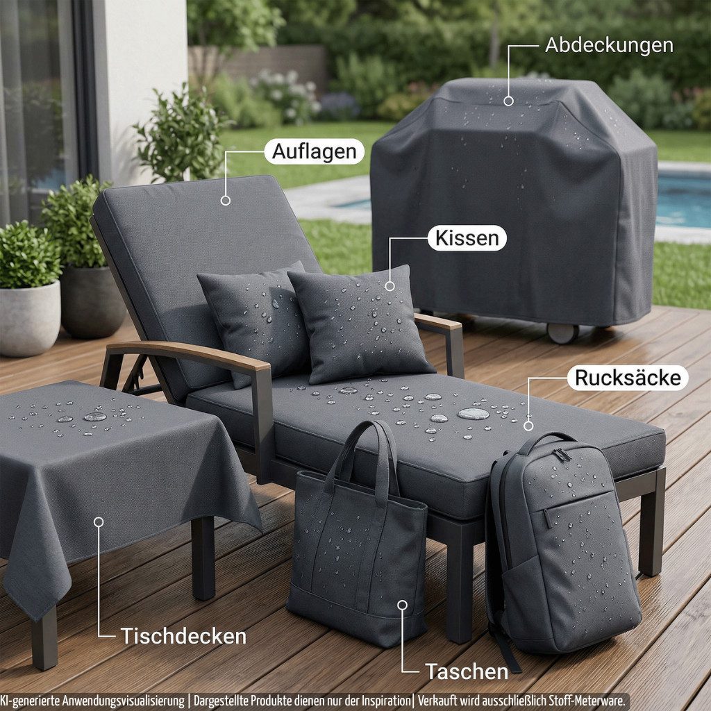 novely® Stoff SUNSET OXFORD 420D - Polsterstoff Wasserdicht Outdoor-Stoff, UV-Beständig, Schmutzabweisend, Robust, Meterware, 1lfm