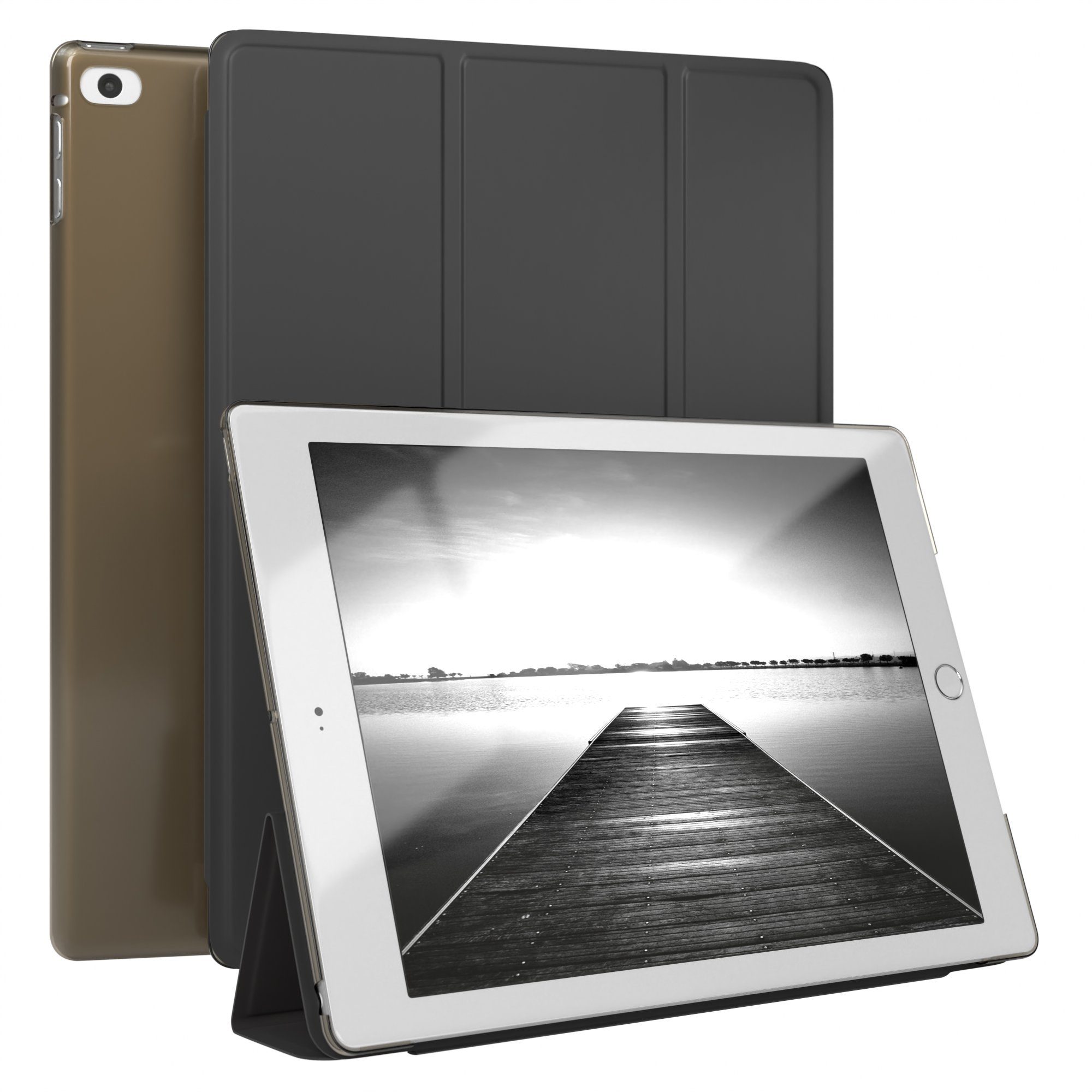 EAZY CASE Tablet-Hülle Smart Case für iPad 5./6. Generation & Air 1/Air 2 9,7 Zoll, Hülle mit Standfunktion Tablet Klapphülle Anti-Kratz Tasche Schwarz
