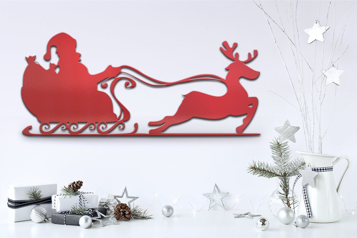 Rot Weihnachtsfigur Weihnachtliches WD01-RT Weihnachtsdeko Stahl Metallschild tuning-art Weihnachtsmann Rot