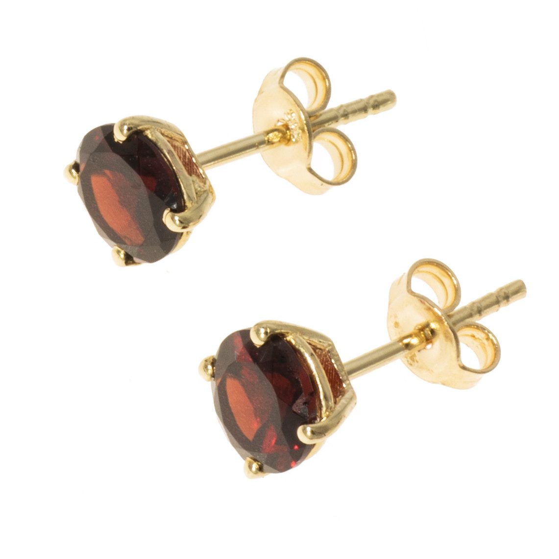 Paar Ohrstecker Ohrstecker mit echtem Granat 585 Gold 14 Karat 6 mm Durchmesser
