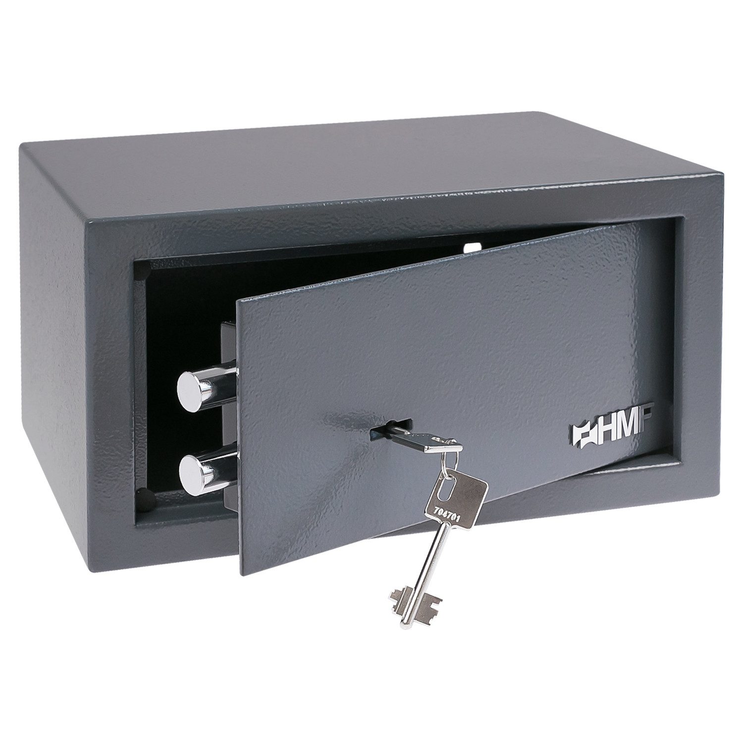 HMF Möbeltresor Safe Tresor mit Schlüssel, Möbeltresor, mit Doppelbartschloss, 31 x 17 x 25 cm, anthrazit