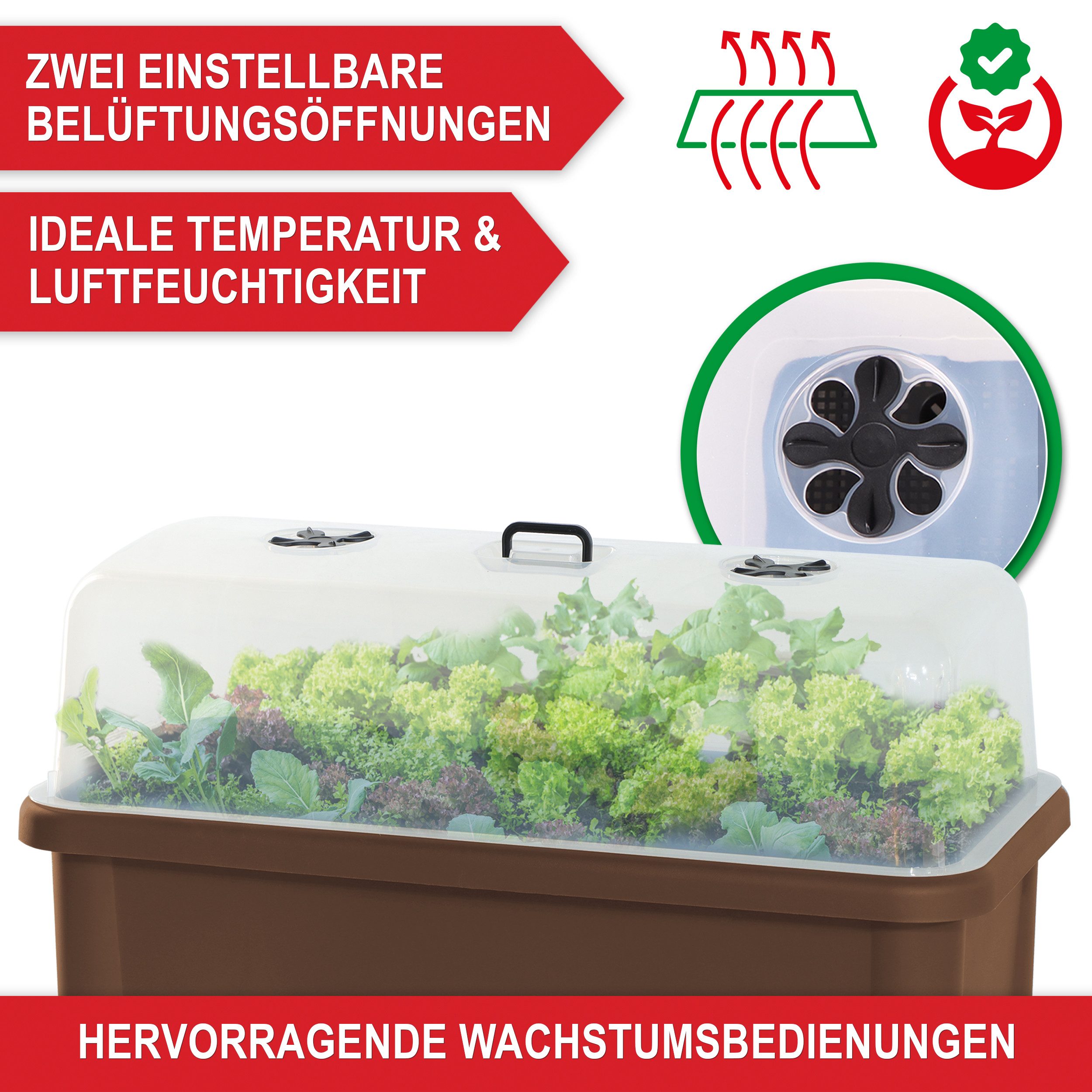 Onbest Hochbeet Kunststoff mit Deckel 76x66,5x37cm, wetterfest, inklusive Gartenwerkzeug Set