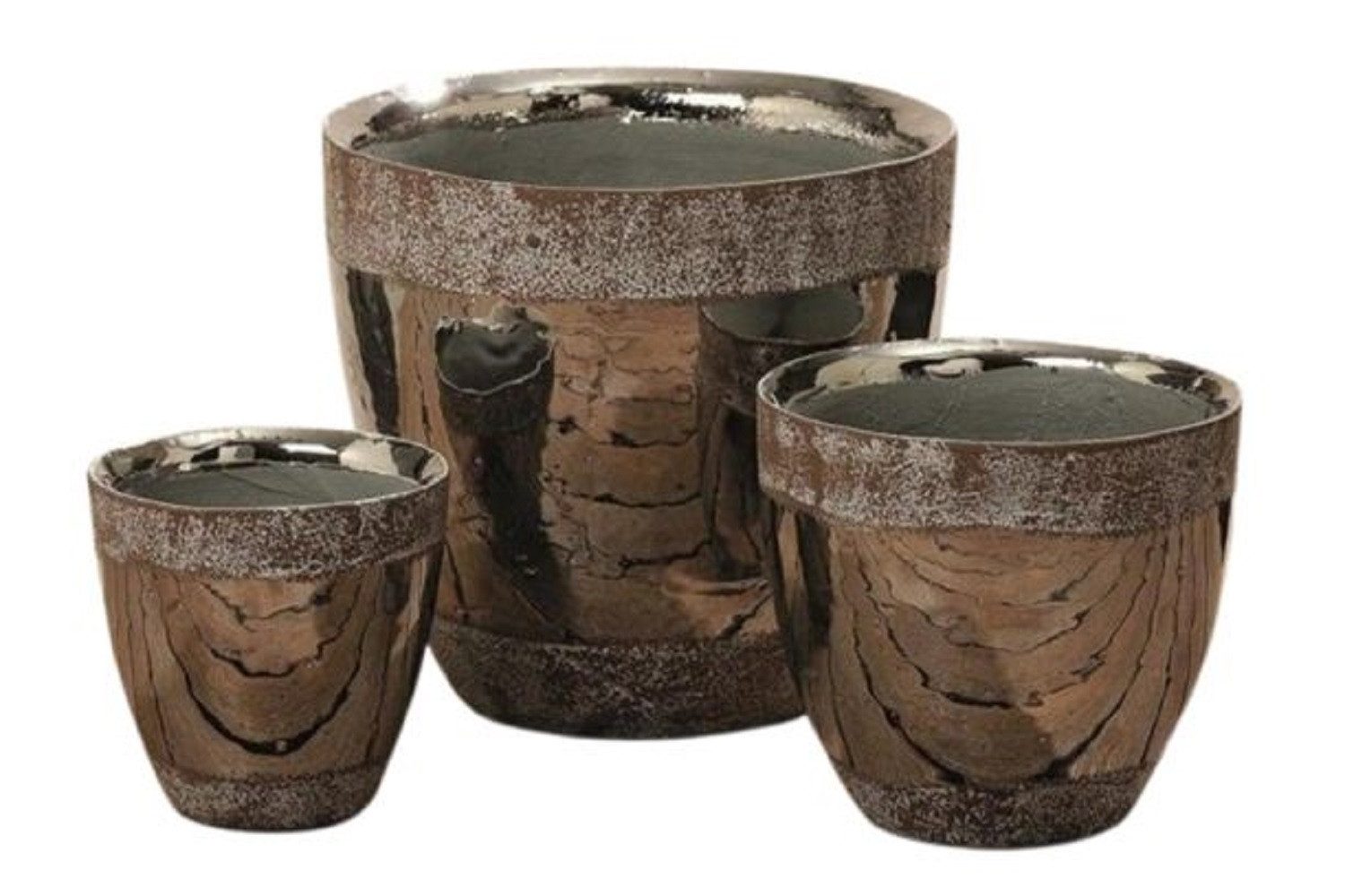 BOLTZE GRUPPE GmbH Pflanzschale Pflanztopf Dolomit silber 11/16/19 cm 3er Set