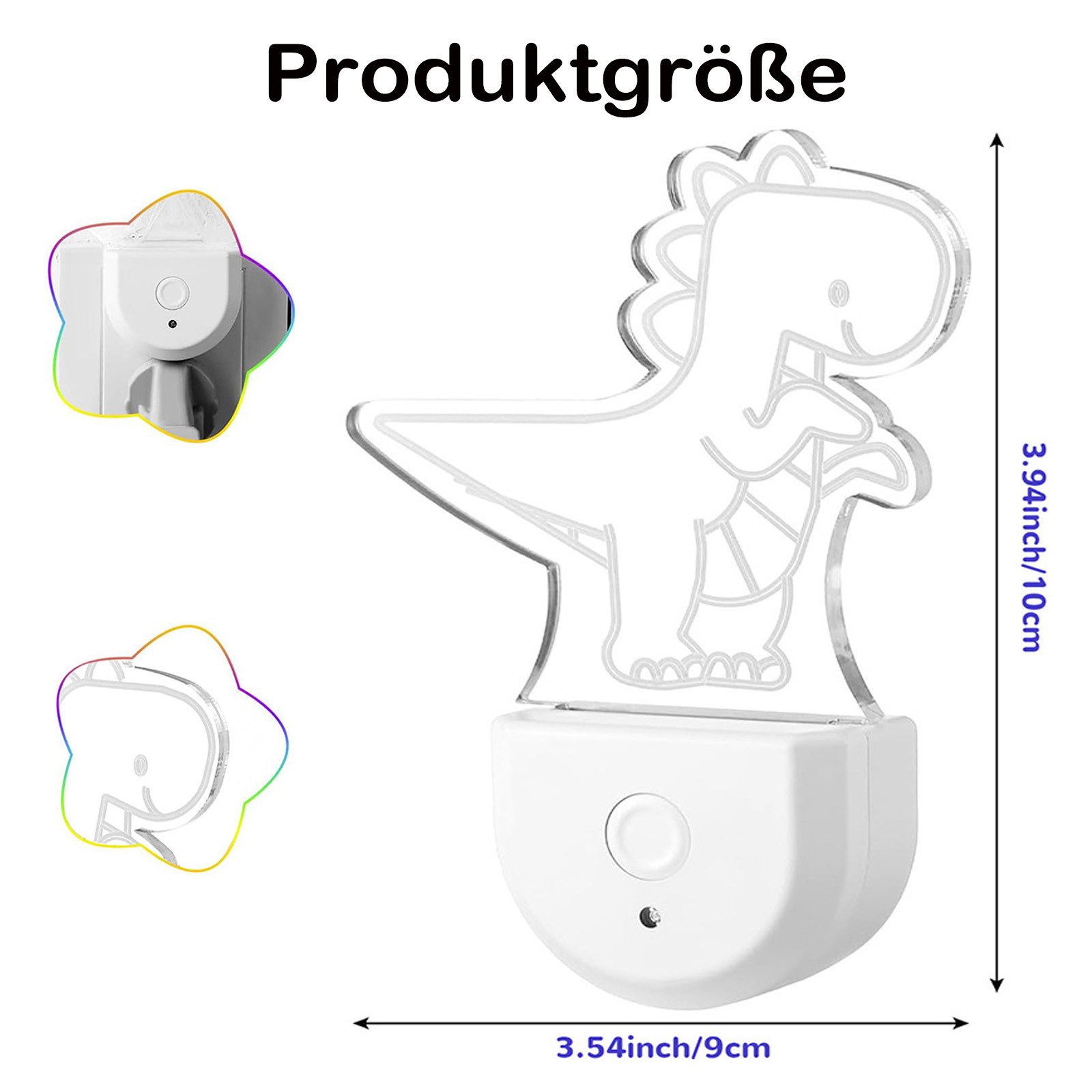 MUPOO Steckdosenleuchte Dynamisches RGB Regenbogen, Dinosaurier, günstig online kaufen