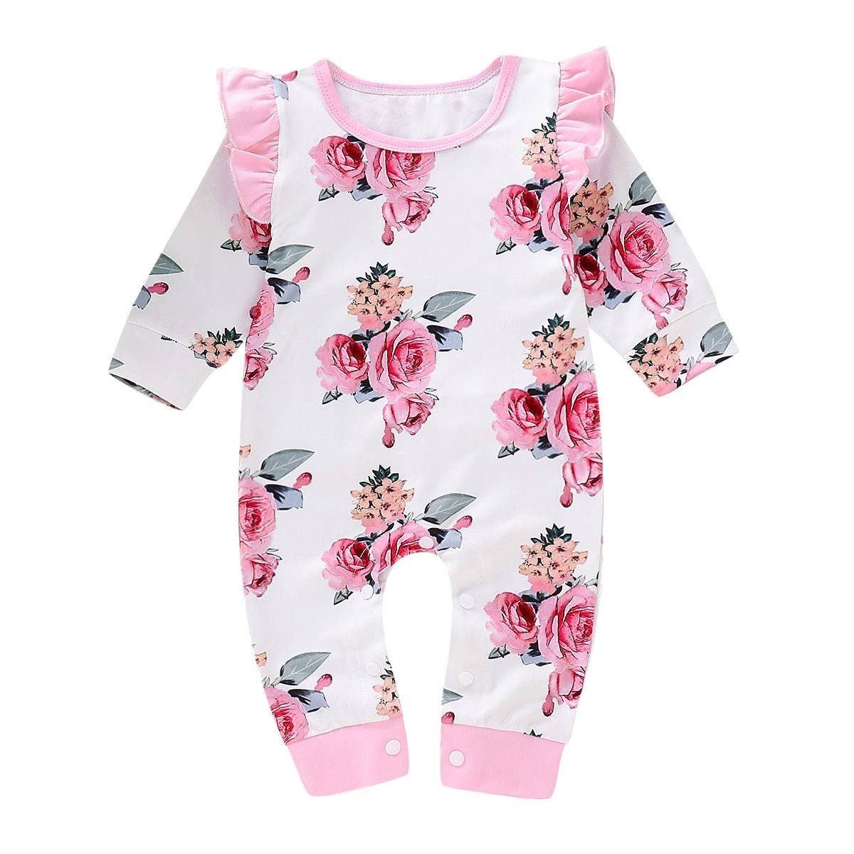 Lapastyle Pyjama »Baby Mädchen Langarm Einteiler Strampler, Blumenmuster«  online kaufen | OTTO