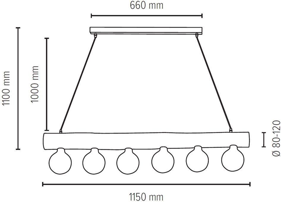 SPOT Light Pendelleuchte TRABO gebeizt Holzbalken aus Leuchtmittel Hängeleuchte, wechselbar, grau SIMPLE, massivem Holz Kiefernholz