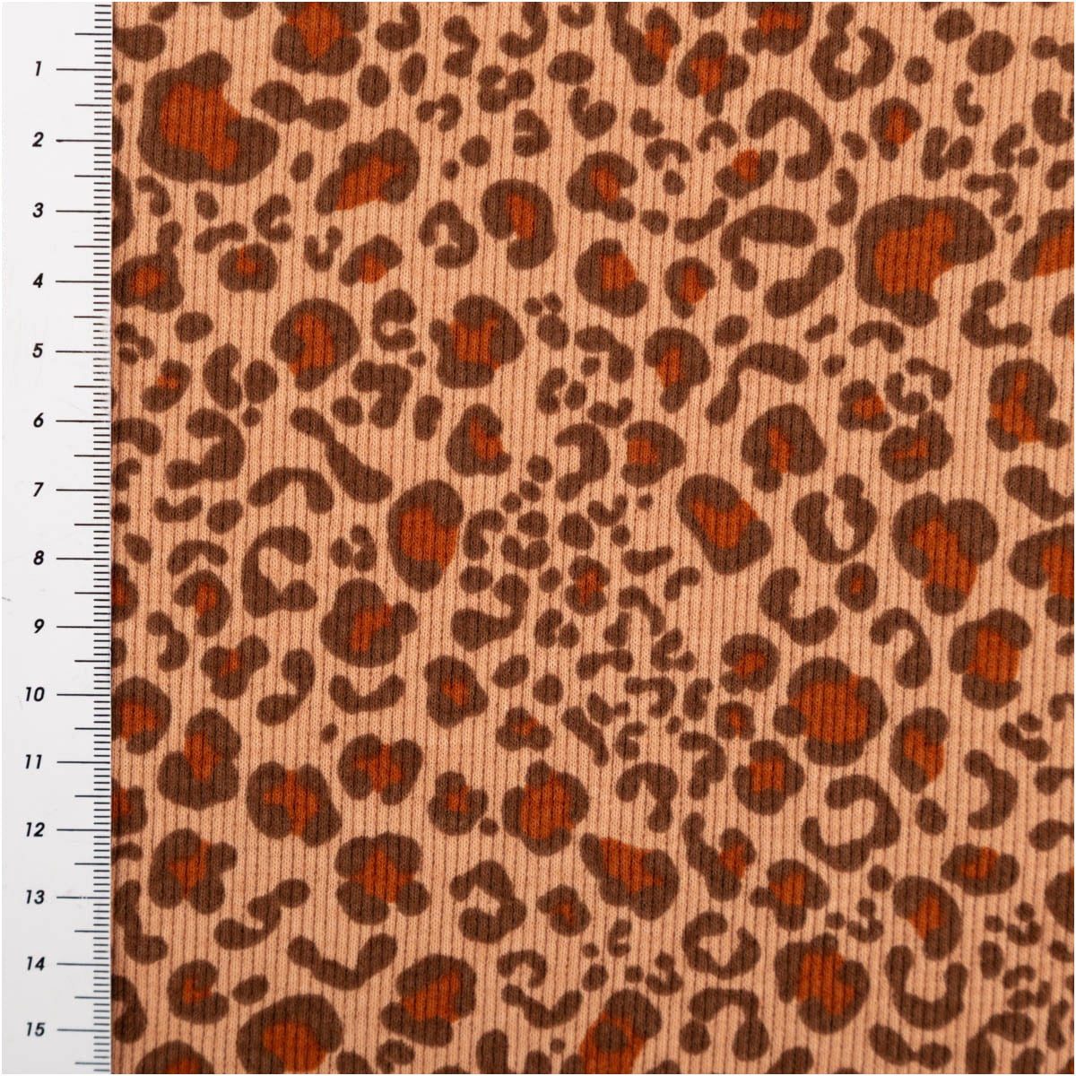 SCHÖNER LEBEN. Stoff Rippjersey Rib Jersey Stoff Meterware Baumwolle Leo beige braun 120cm, allergikergeeignet