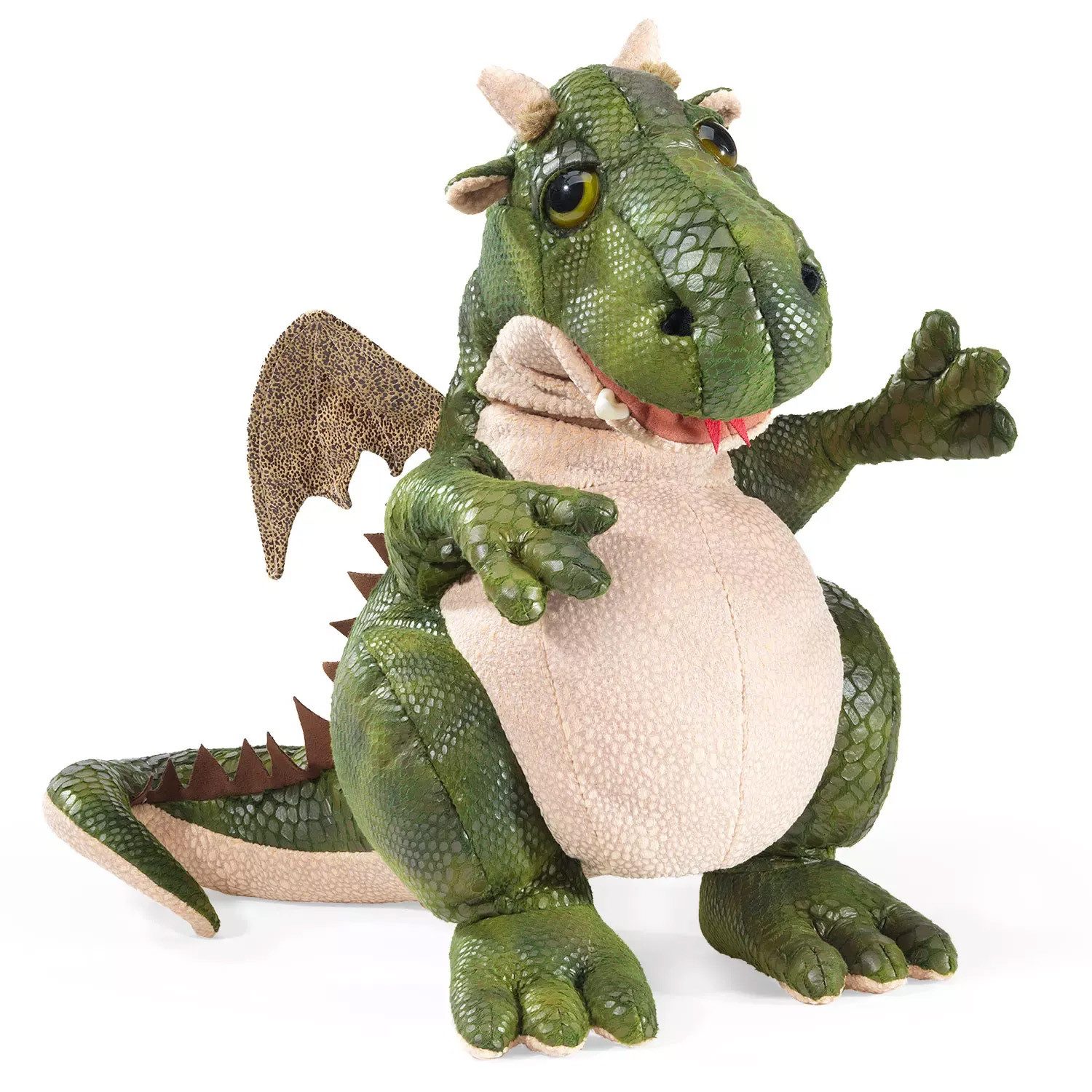 Folkmanis Handpuppen Handpuppe Folkmanis Handpuppe Freundlicher Drache / Friendly Dragon 3211 (Packung)