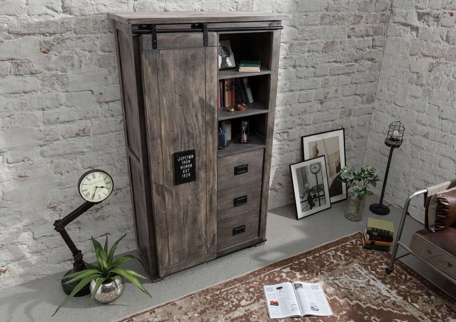 Massivmoebel24 Dreh-/Schwebetürenschrank #214 (Schrank Mango 100x45x175 günstig online kaufen