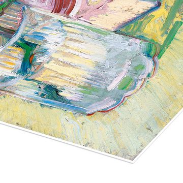 Posterlounge Poster Vincent van Gogh, Blühender Mandelzweig in einem Glas mit einem Buch, Wohnzimmer Malerei