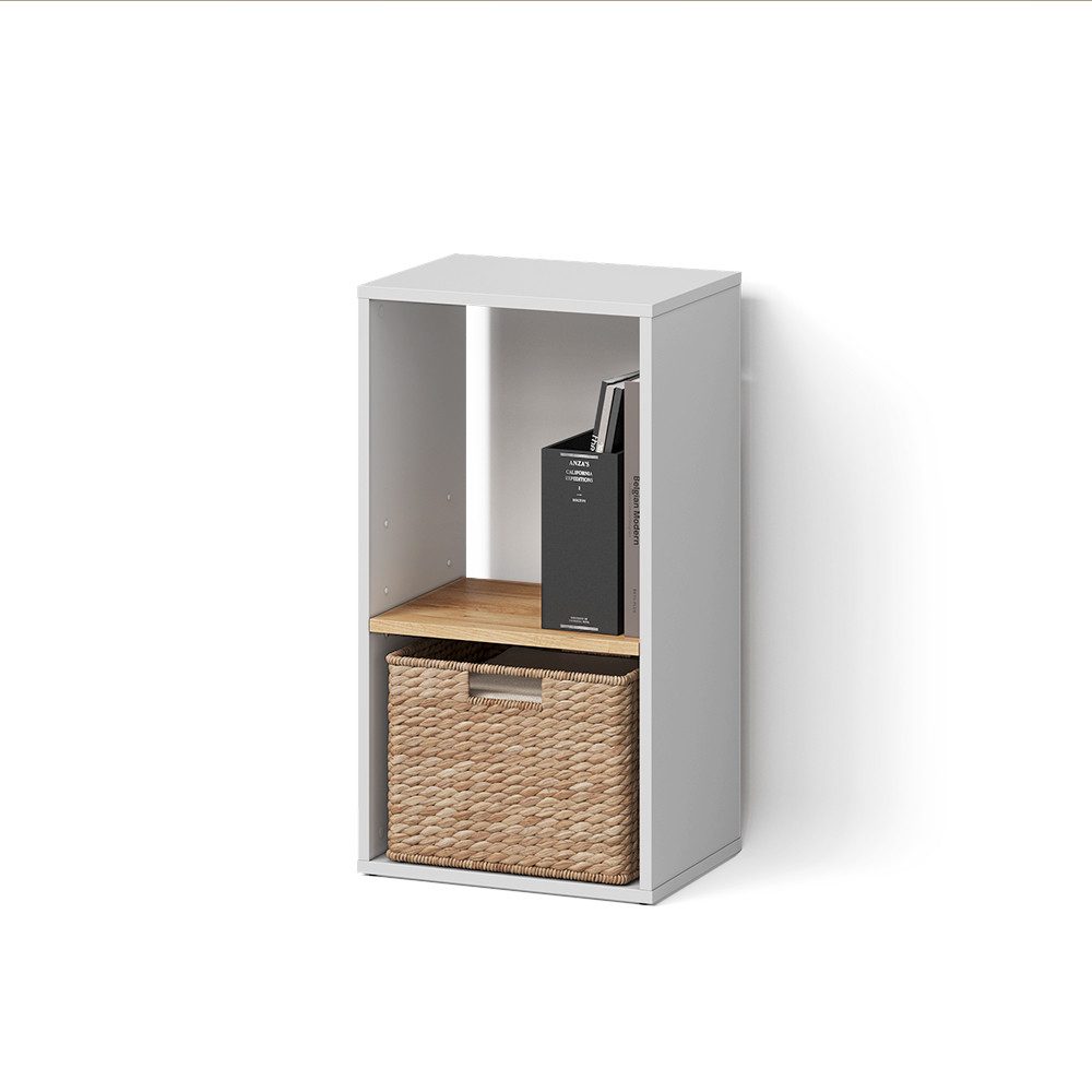 Livinity® Bücherregal Lorena, Weiß/Goldkraft Eiche, mit 2 Fächern, 1-tlg.