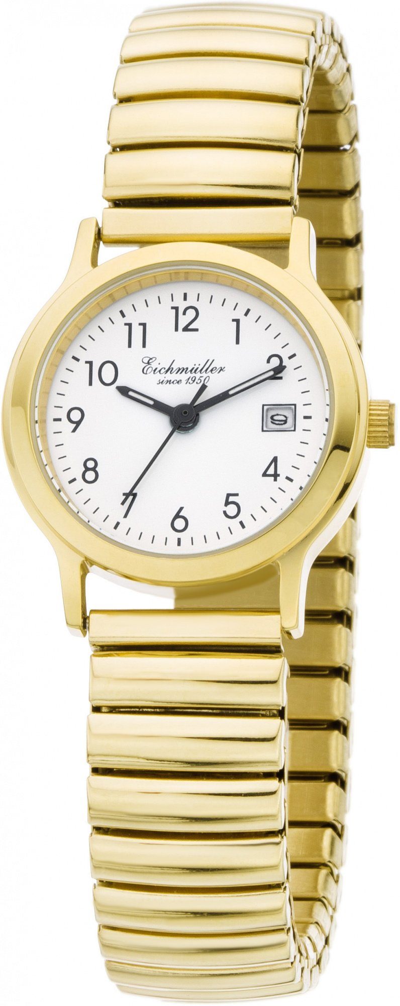 Eichmüller Quarzuhr Damenuhr 3057-02 goldfarben/weiss Zugband poliert Edelstahl 26 mm