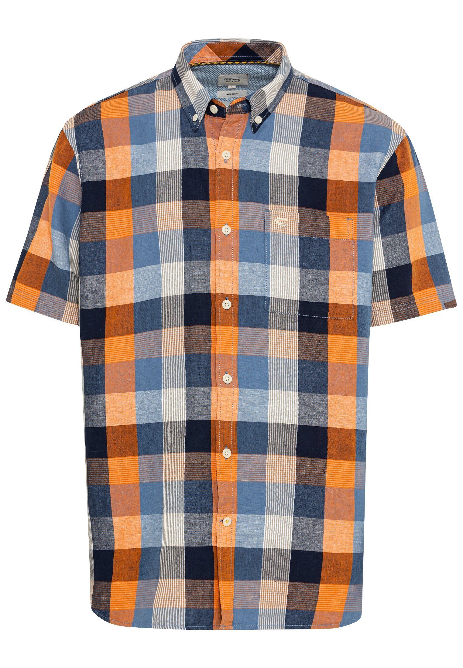 camel active Kurzarmhemd aus Leinenmix Kurzarm Button-Down Button-Down