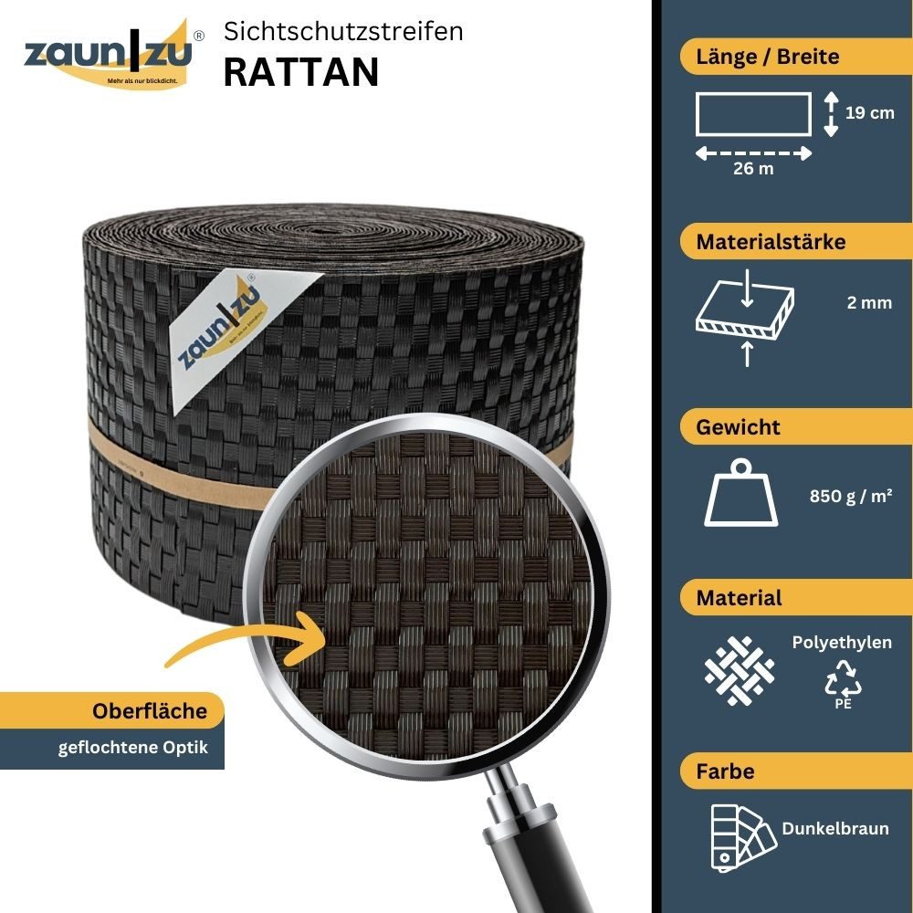 zaunzu Sichtschutzstreifen Rattan PE für Doppelstabmatten günstig online kaufen
