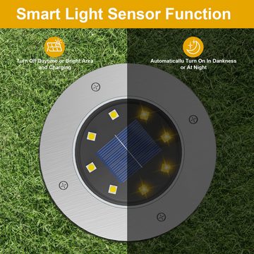 BlingBin LED Solarleuchte 4 Stück LED Solar Gartenleuchte 8 LEDs Solar Bodenleuchten, Solar, LED fest integriert, Tageslichtweiß, Wasserdicht Solarleuchte Gartenleuchte für Rasen,Garden