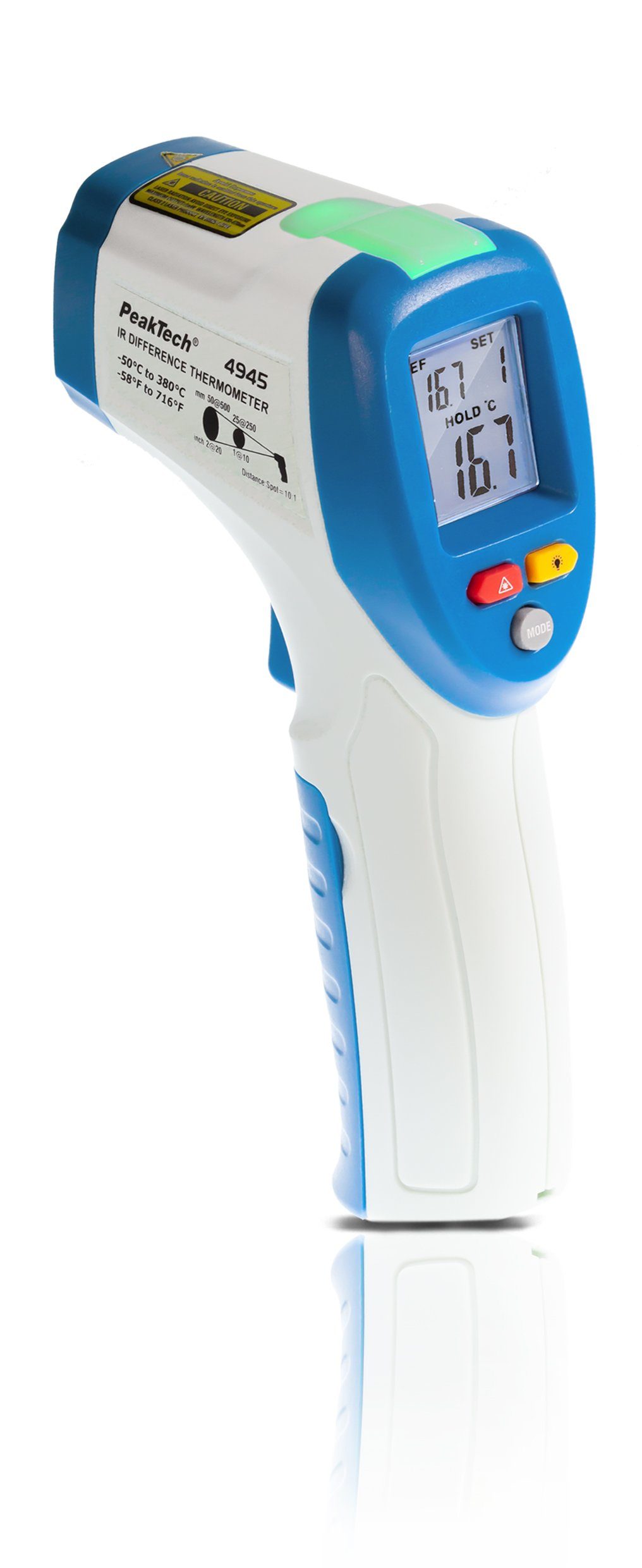 Thermodetektor PeakTech 4945: IR-Thermometer -50 bis +380°C ~ Diff.-Temperaturmessung