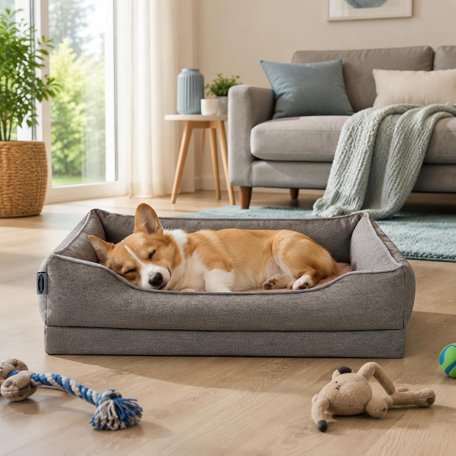 Zedelmaier Hundebett Orthopädisches Hundebett für mittelgroße & große Hunde, kratzfester Hundekorb mit dickem Kissen, ergonomisches Hundesofa