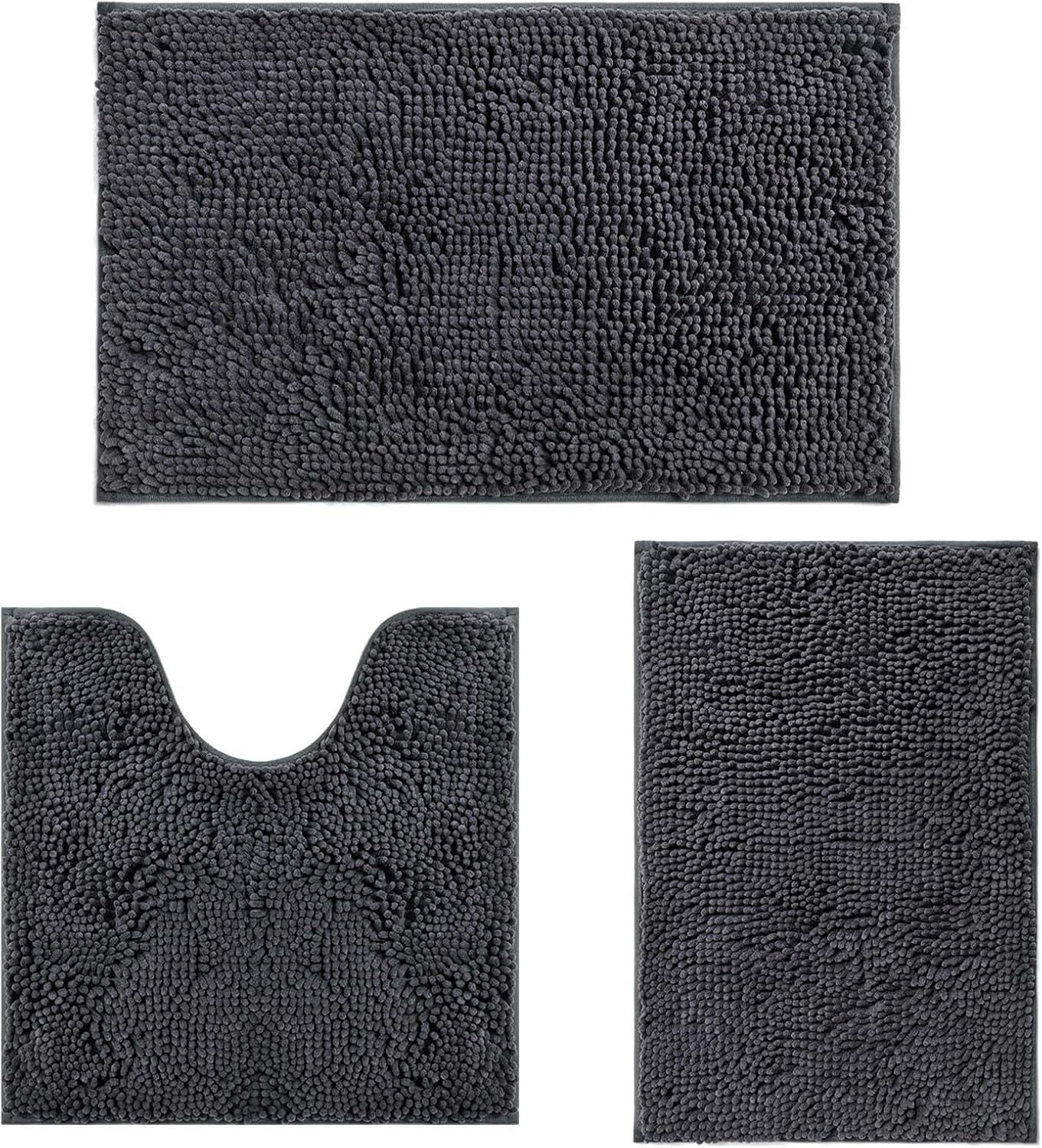FOUORTUNATE-BEE Badematte 3-teiliges Badezimmer-Matten-Set – weich, flauschig und rutschfest