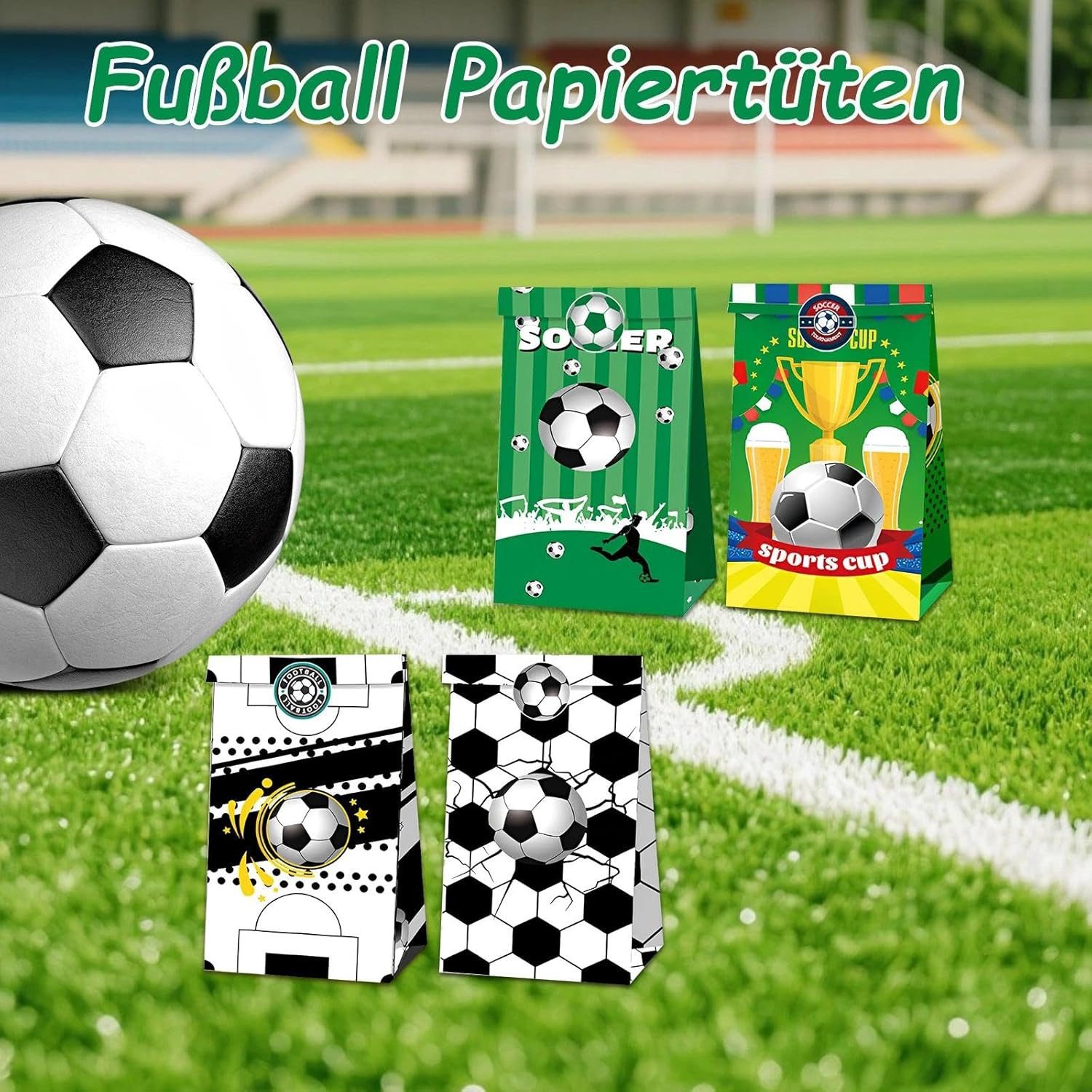 FELIXLEO Aufkleber 12x Fußball Geschenktüten Geburtstag mit Sticker, (1tlg)