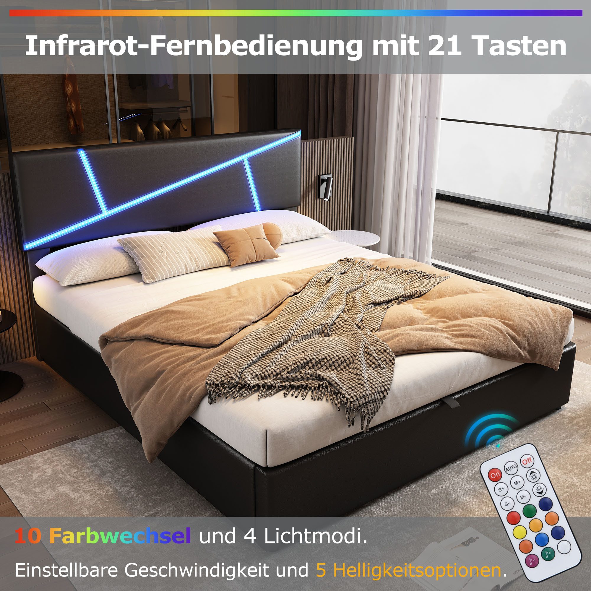 STILVORA Polsterbett 90×200 Bettgestell hydraulisches Funktionsbett günstig online kaufen
