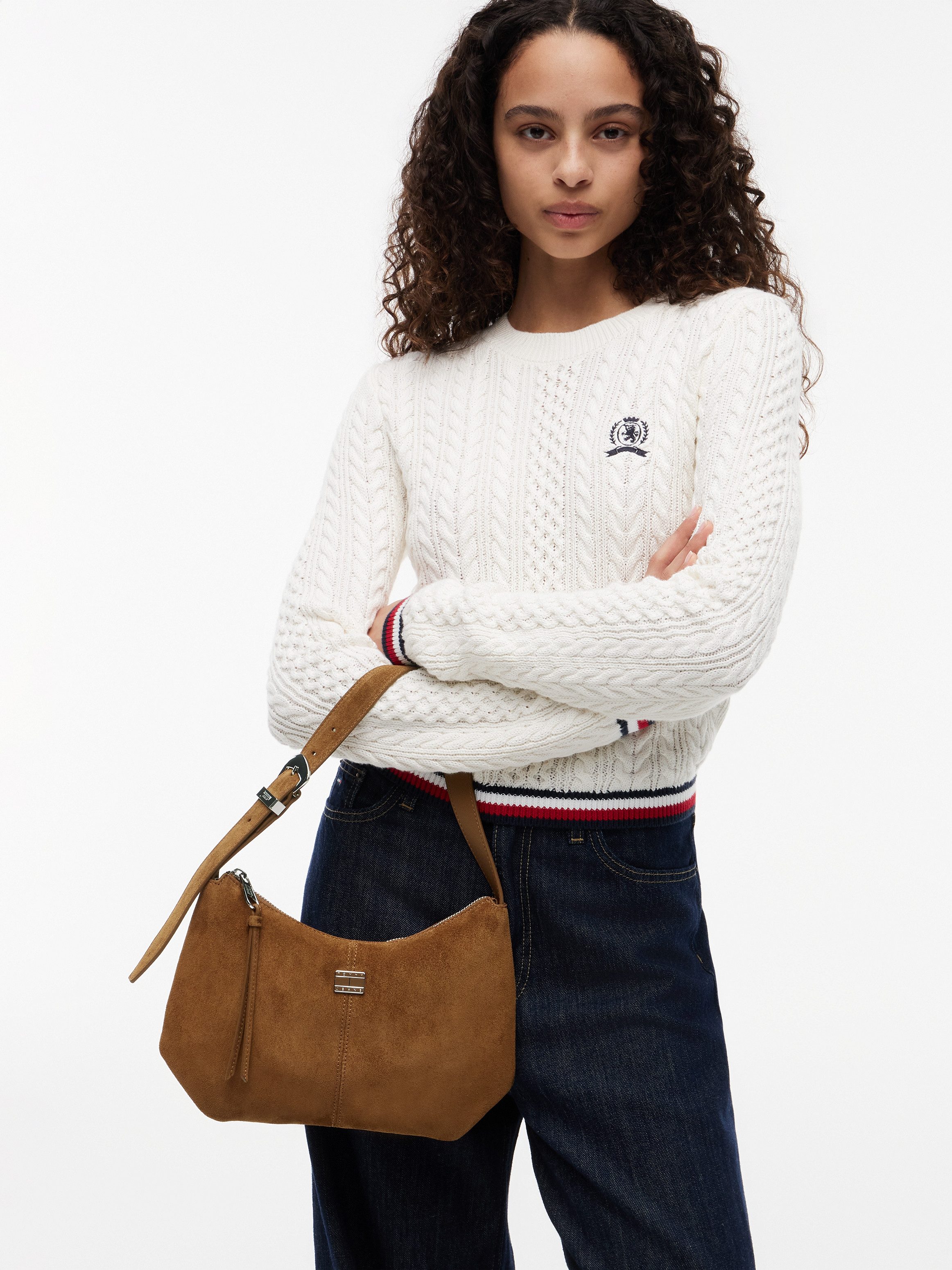 Tommy Jeans Schultertasche TJW SLOUCHY SUEDE SHOULDER BAG, Tragetasche, Schultertasche, Handtasche mit Ziernaht