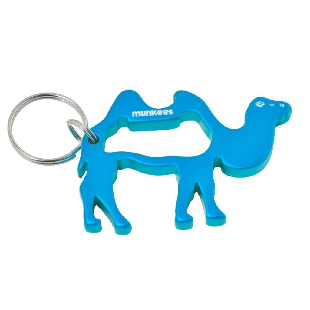 Munkees Flaschenöffner Kamel-Anhänger Figur mit Flaschenöffner aus Aluminium, Blau (Packung, 1-tlg), Kamel-Motiv, Flaschenöffner, Aluminium, Schlüsselring