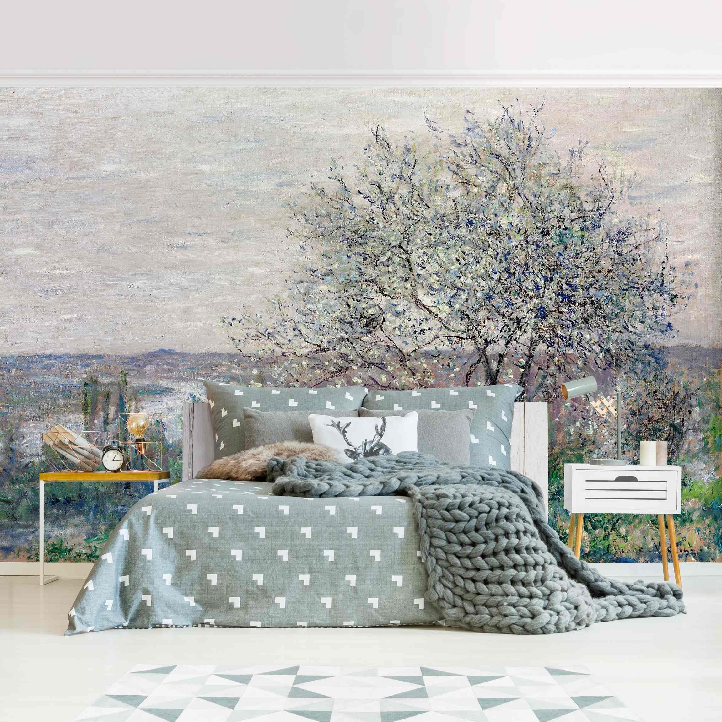 Bilderdepot24 Fototapete Wald Claude Monet Frühlingsstimmung Natur Landschaft Waldtapete Bäume, Glatt, Matt, (Vliestapete inkl. Kleister oder selbstklebend), Wohnzimmer Schlafzimmer Küche Flur Motivtapete Vliestapete Wandtapete