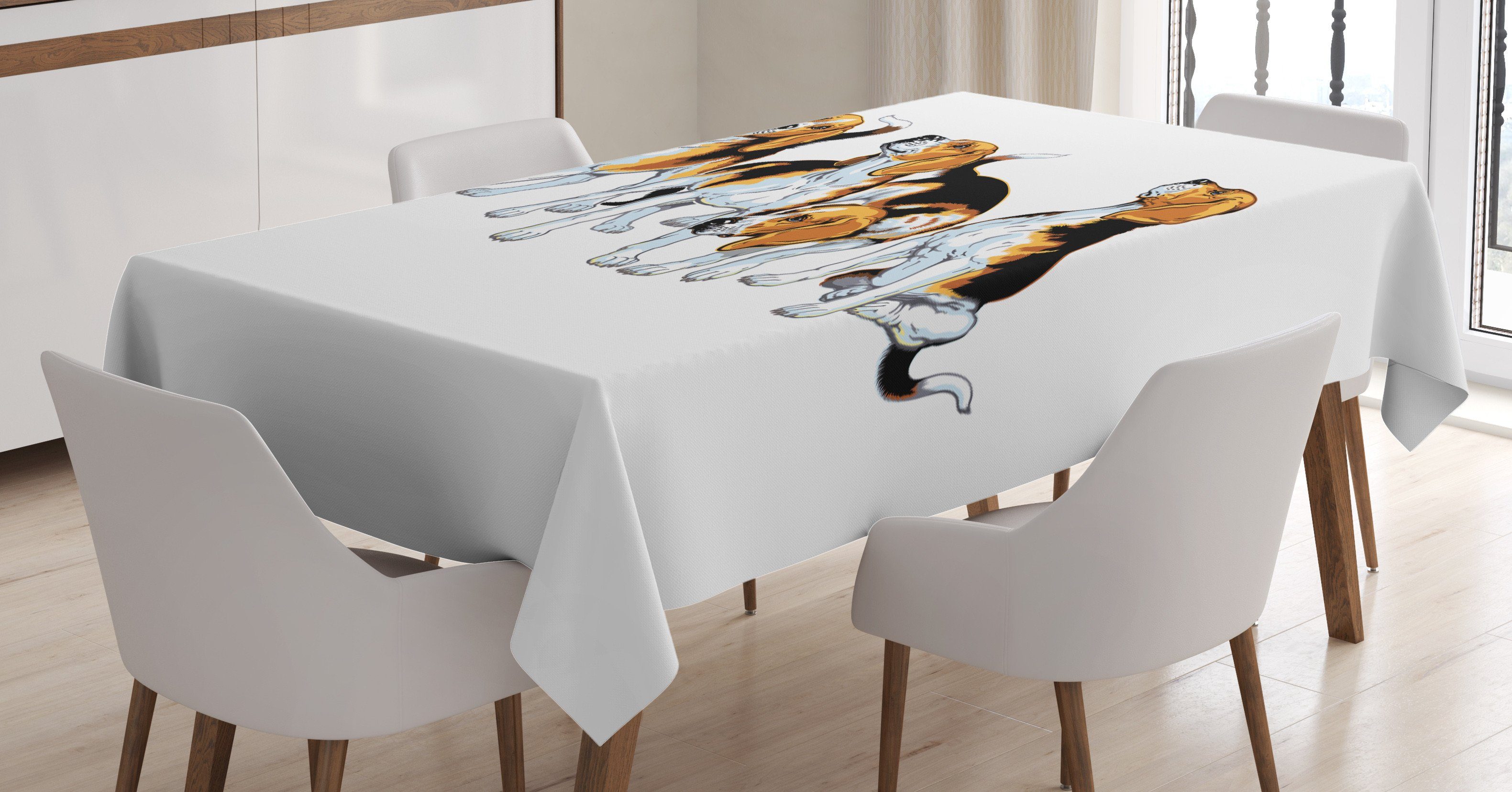 Abakuhaus Tischdecke Farbfest Waschbar Für den Außen Bereich geeignet Klare Farben, Beagle 4 Beagle Hounds Wiedergabe | Tischdecken